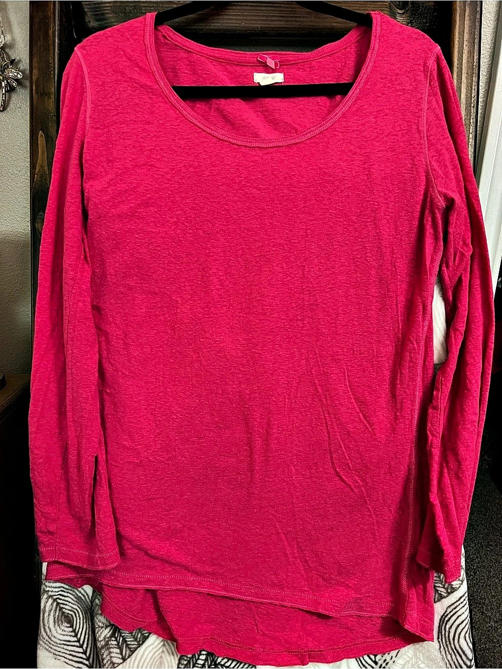 Aerie Long Sleeve Scoop Neck Top in Pink Size XL